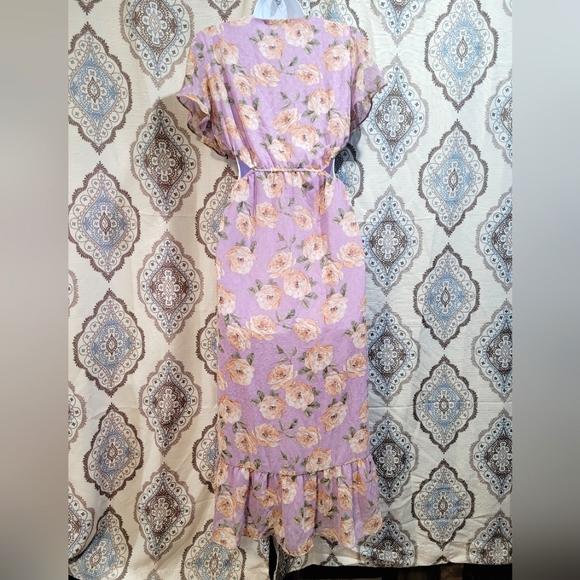 Sage the Label Women's Lavander Floral Cut-Out Midi Dress - Picture 4 of 10